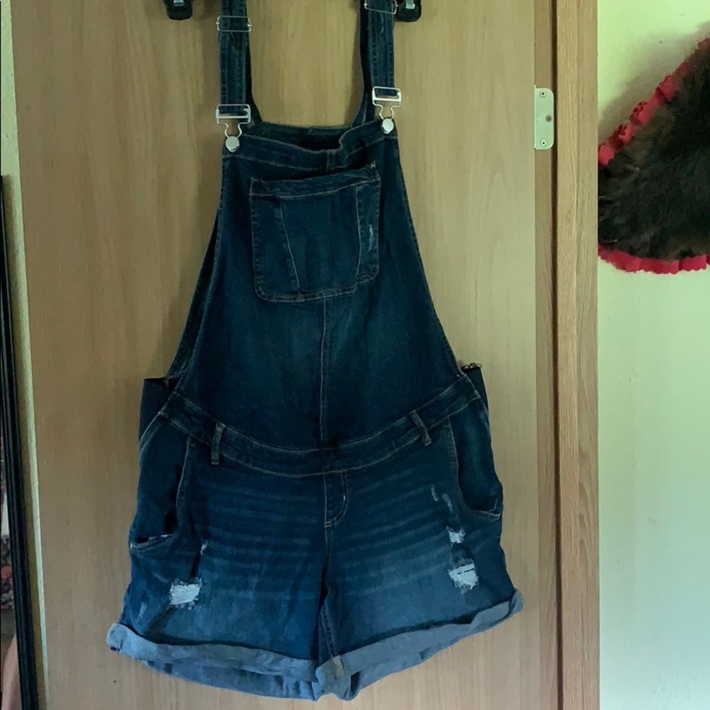 Indigo Blue maternity shortalls plus